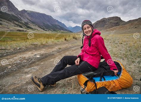 Hiking in the Mountains. Rivers and Mountain Lakes, Summer Landscape of Ridges and Peaks Stock ...