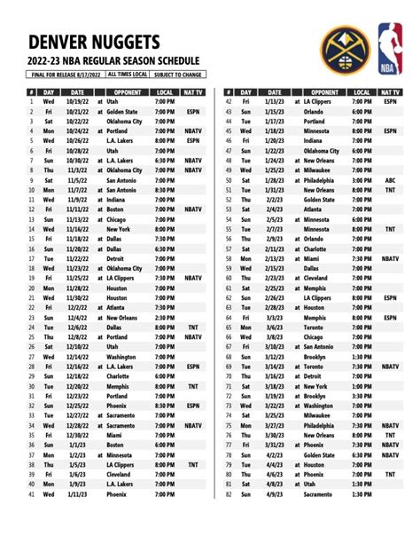 NBA releases 2022-23 schedule for the Denver Nuggets - DenverFan