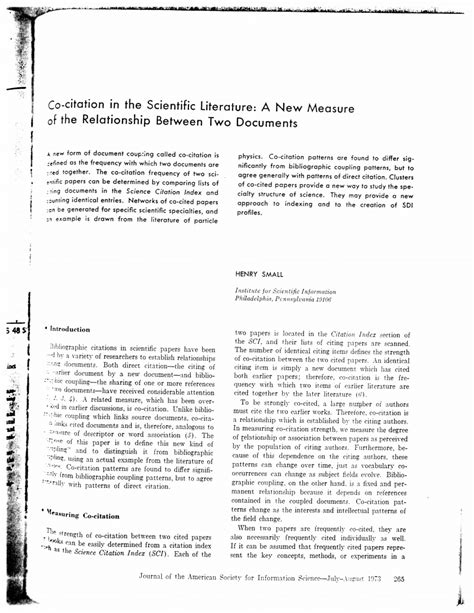 (PDF) Co-Citation in the Scientific Literature: A New Measure of the Relationship Between Two ...