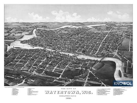 Beautifully restored map of Watertown, Wisconsin from 1885 - KNOWOL