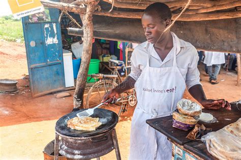 Traditional Ugandan Food Consisting of Goat Meat, Cassava, Potato ...