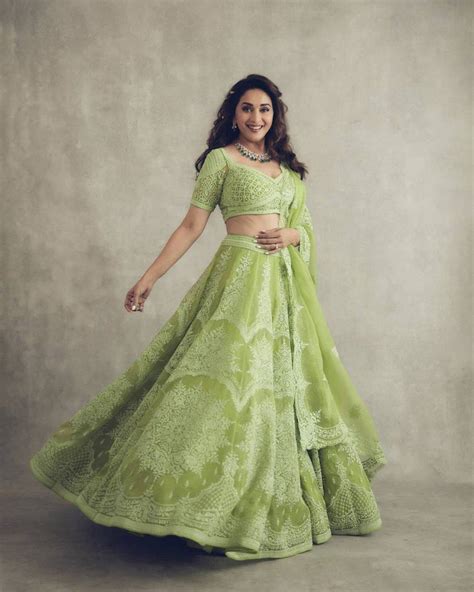 Madhuri Dixit goes green in a Torani Lehenga for "Dance Deewane" show!