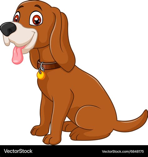 Cartoon dog sitting with tongue out Royalty Free Vector