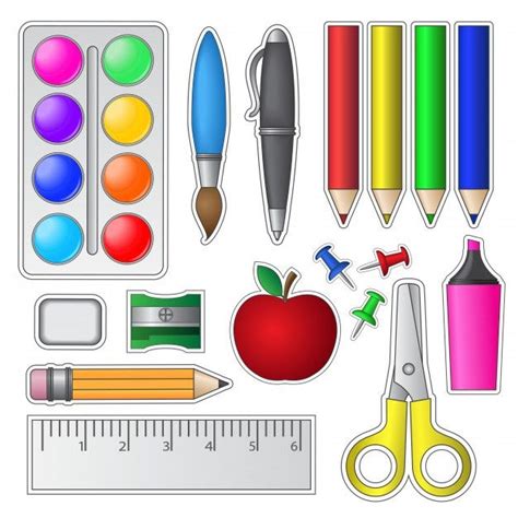 Conjunto de herramientas y útiles escolares | Vector Premium | School tool, School decorations ...