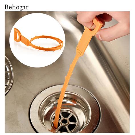 Behogar 6pcs 52CM Flexible Hair Drain Clog Remover Cleaner Cleaning Tools Kit for Kitchen Sink ...