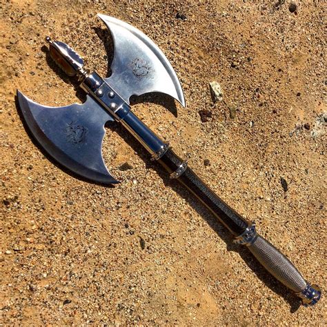 Defender 21" Medieval Double Blade Stainless Steel Axe With Wall Plaqu ...