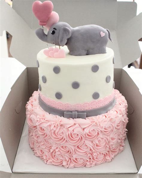 The White Kitten Bakes - Girl Baby Shower Elephant Theme | All Occasion Cakes | Pinterest | The ...