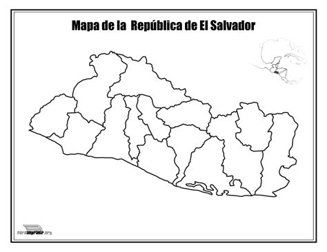 Mapa de El Salvador sin nombres para imprimir | Tarjetas Para Imprimir