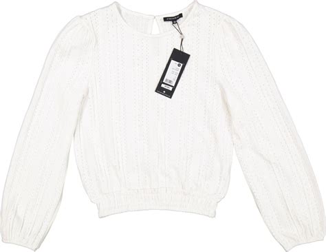 NEU! ONE MORE STORY Damen Langarmshirt mit Lochmuster offwhite Gr. 38 ...