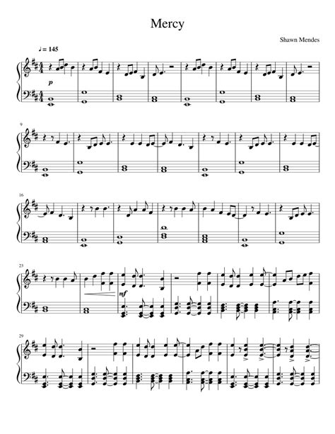 Mercy - Shawn Mendes Sheet music for Piano | Download free in PDF or MIDI | Musescore.com