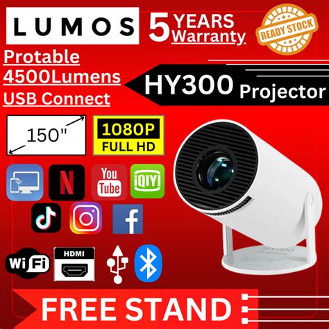 Lumos HY300 Android 11.0 LCD 4K Projector 4500 lumens HD 130 inch ...