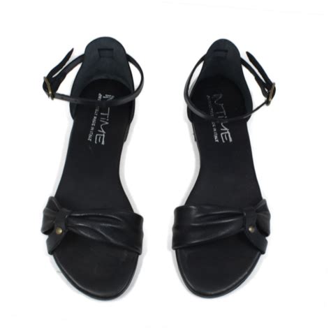 Flat Sandals in Genuine Leather Black Made in Italy