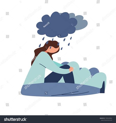 Cartoon Sad Girl Sitting Cloud Overhead Stock Vector (Royalty Free) 1950549892 | Shutterstock