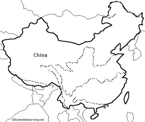 Map of China with Capital and Borders Outlined