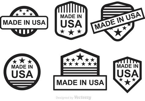 Black Made In USA Labels 92108 Vector Art at Vecteezy