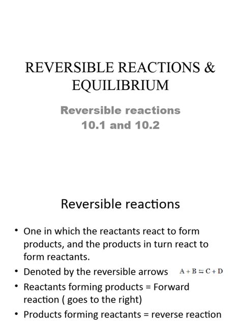 Reversible Reactions 10 | PDF