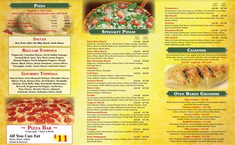 Pizza Menu