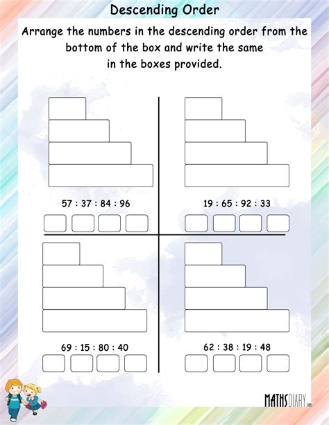 Descending order - Math Worksheets - MathsDiary.com