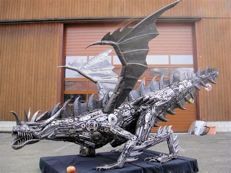 Scary dragon, the apple helps scale it | Recycled art, Scrap metal art ...