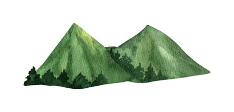 Adorable hand painted watercolor green mountain 24383133 Vector Art at ...