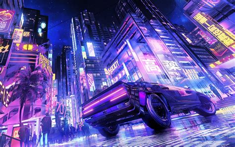 Futuristic Neon City HD Car Rider (2560x1600) Resolution Wallpaper Arte ...