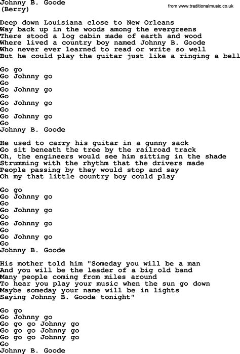 Johnny B Goode, by The Byrds - lyrics with pdf