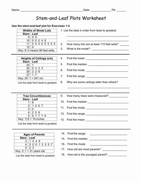 Stem and Leaf Plots Worksheet Awesome Stem and Leaf Plot Worksheets – Chessmuseum Template Library