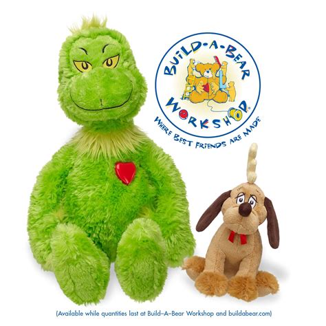 Grinch and Max plush toys from Build-a-Bear Workshop, included in Super Grinch Sack grand prize ...