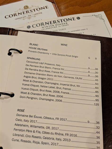 Menu at Cornerstone Restaurant & Bar, Aspinwall