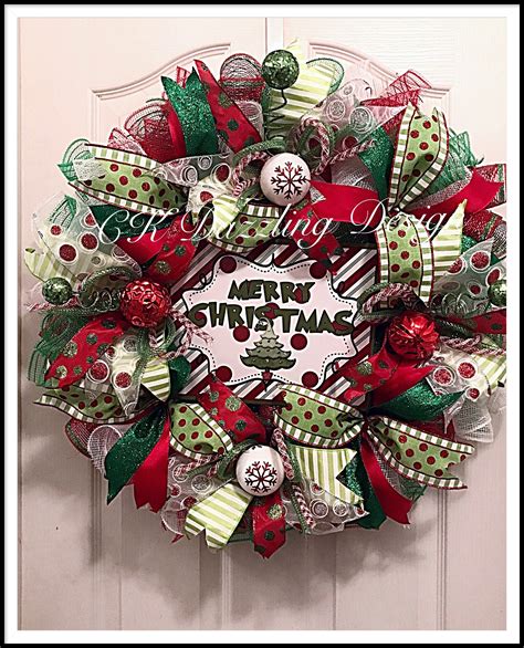 Whimsical Merry Christmas Deco Mesh Wreath/merry Christmas Wreath ...