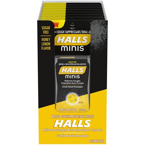 Buy HALLS Minis Honey Lemon Flavor Sugar Free Cough Drops, 8 Packs of ...