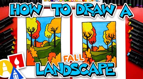 How To Draw A Fall Landscape - version 2 - Art For Kids Hub