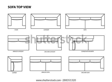 Sofa Top View Vector 스톡 벡터(로열티 프리) 288351320