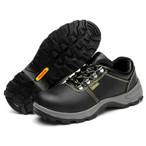 Anti-Smashing Steel Toe PU Sole Anti-Puncture Work Safety Shoes Black - Topsfshoes.com