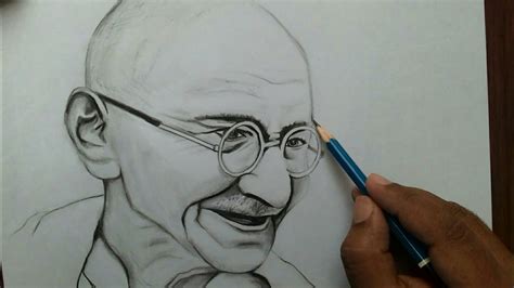 How to Draw Mahatma Gandhi Drawing / Step by step - YouTube