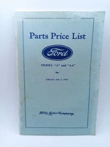 Vintage Ford Model A and AA Body Parts Price List - July 1st 1963 | #4547071376