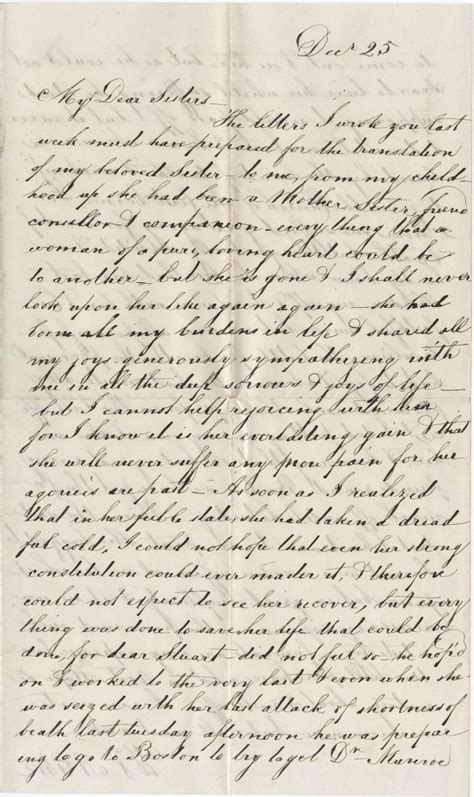 Letter from Angelina Grimke Weld directed to "Sisters," referencing the ...