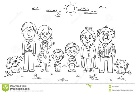 Family With Grandparents Clipart Black And White