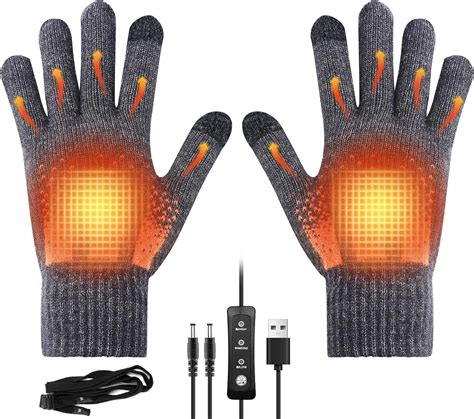 USB Hanging Heated Gloves for Men Women 98℉-104℉-113℉, Thin Knitting ...