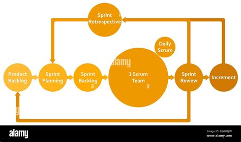 Scrum framework methodology life cycle flat diagram scheme infographics with backlog, sprint ...