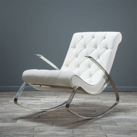 Noble House Stephanie Tufted Rocking Chair, White - Walmart.com - Walmart.com