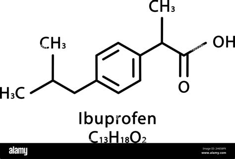 Ibuprofen molecular structure. Ibuprofen skeletal chemical formula. Chemical molecular formula ...