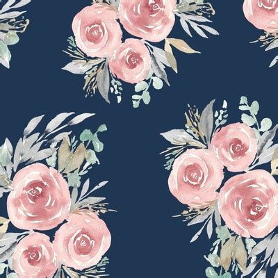Navy Rose Watercolor Fabric, Wallpaper and Home Decor | Spoonflower
