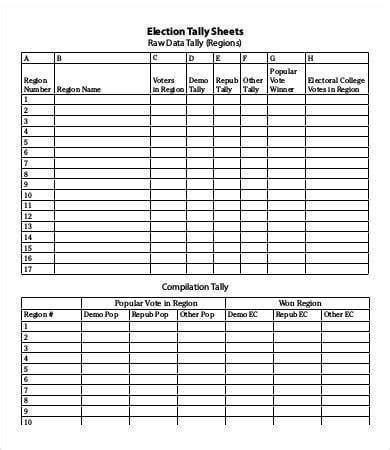 Tally Sheet Template - 13+ Free Word, PDF Documents Download