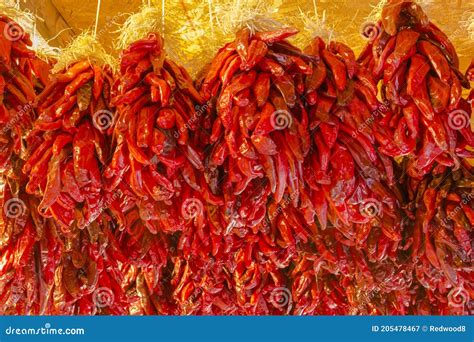 Closeup of Intense Natural Red New Mexico Peppers Stock Image - Image ...