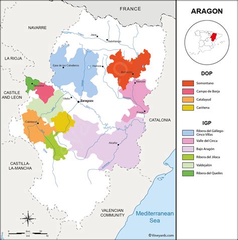 Aragon Map of Vineyards Wine Regions