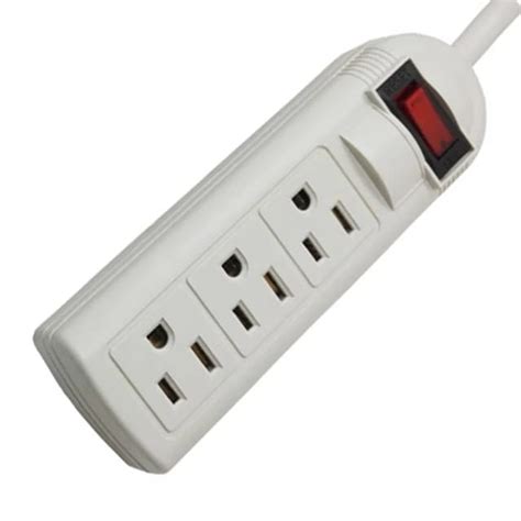 3 Outlet Power Strip, 15A 125V 1875W, 90 Joules, 20-Inch Short Cord ...