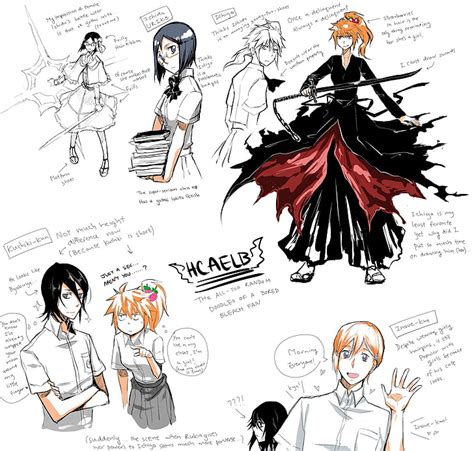 HD wallpaper: bleach kurosaki ichigo inoue orihime kuchiki rukia drawings ishida uryuu ...