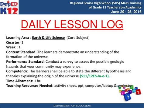 Grade 11 Earth & Life Science Lesson 1