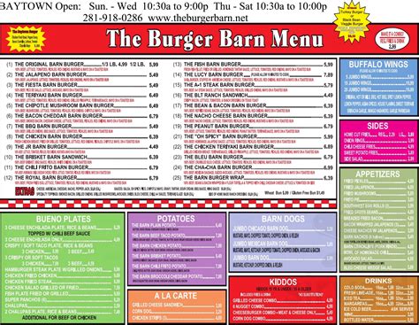 Menu for The Burger Barn - Hebbronville in Hebbronville, TX | Sirved